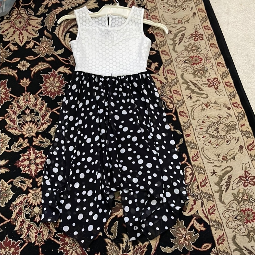 Polka Dot Kids Dress - Black and White